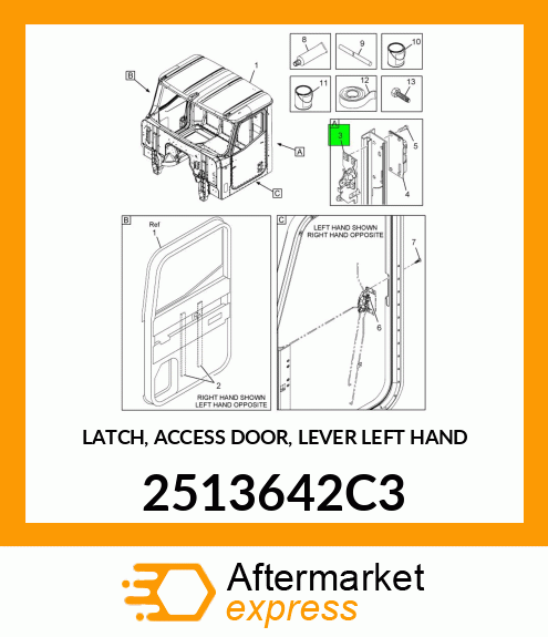 LATCH, ACCESS DOOR, LEVER LEFT HAND 2513642C3