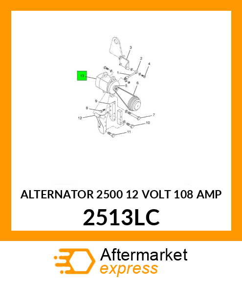 ALTERNATOR 2500 12 VOLT 108 AMP 2513LC