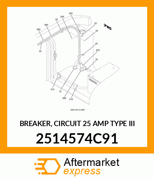 BREAKER, CIRCUIT 25 AMP TYPE III 2514574C91