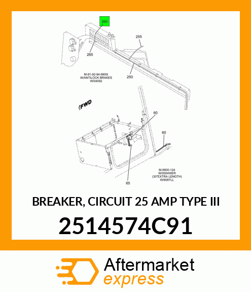 BREAKER, CIRCUIT 25 AMP TYPE III 2514574C91