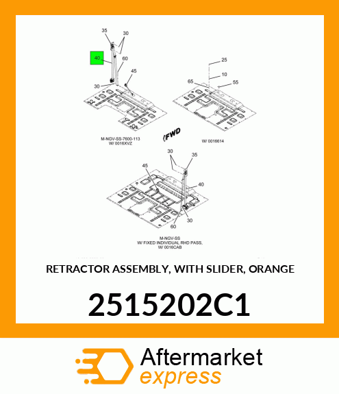 RETRACTOR ASSEMBLY, WITH SLIDER, ORANGE 2515202C1