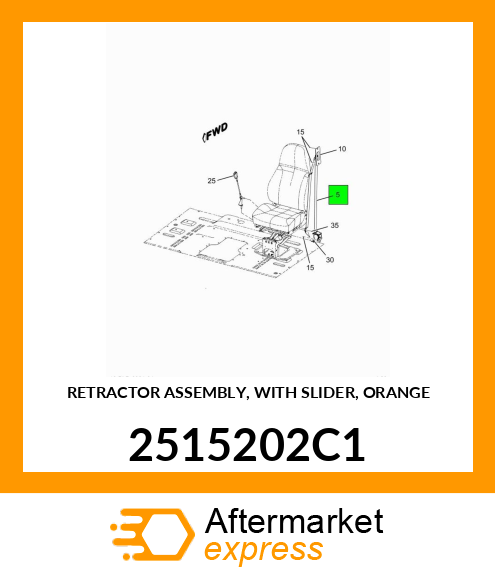 RETRACTOR ASSEMBLY, WITH SLIDER, ORANGE 2515202C1