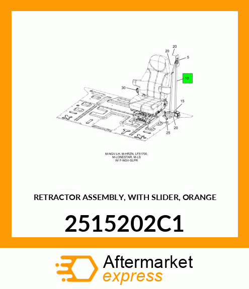 RETRACTOR ASSEMBLY, WITH SLIDER, ORANGE 2515202C1