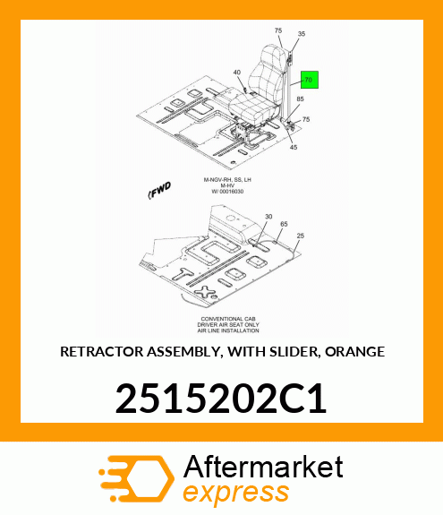 RETRACTOR ASSEMBLY, WITH SLIDER, ORANGE 2515202C1