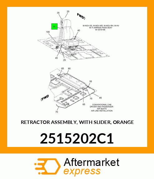 RETRACTOR ASSEMBLY, WITH SLIDER, ORANGE 2515202C1