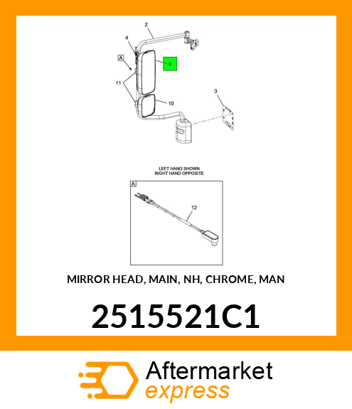 MIRROR HEAD, MAIN, NH, CHROME, MAN 2515521C1