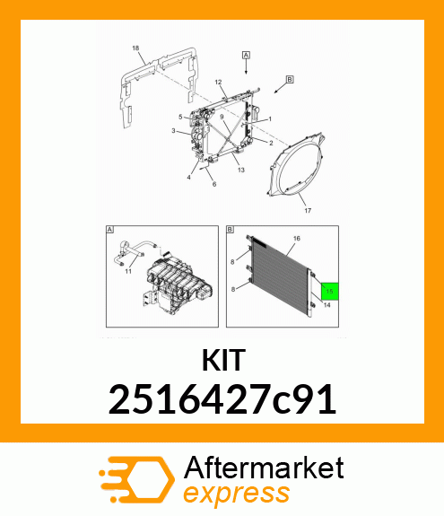 RADIATOR, MOUNTING KIT- CORE AND TANK 2516427c91