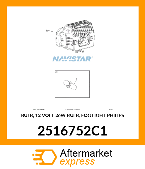 BULB, 12 VOLT 26W BULB, FOG LIGHT PHILIPS 2516752C1