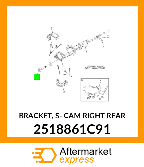 BRACKET, S- CAM RIGHT REAR 2518861C91