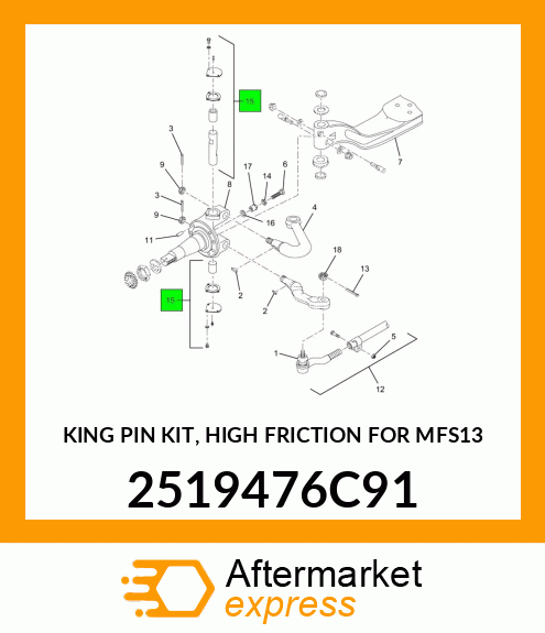 KING PIN KIT, HIGH FRICTION FOR MFS13 2519476C91