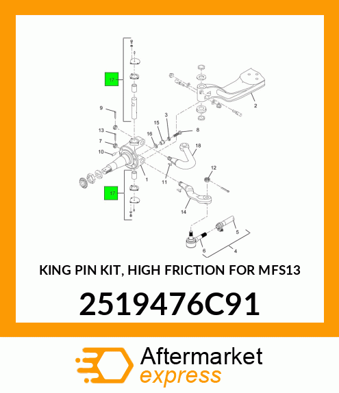 KING PIN KIT, HIGH FRICTION FOR MFS13 2519476C91