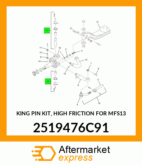 KING PIN KIT, HIGH FRICTION FOR MFS13 2519476C91