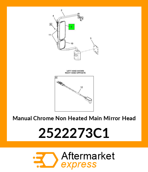 Manual Chrome Non Heated Main Mirror Head 2522273C1