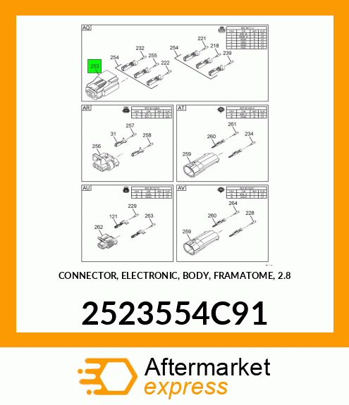 CONNECTOR, ELECTRONIC, BODY, FRAMATOME, 2.8 2523554C91