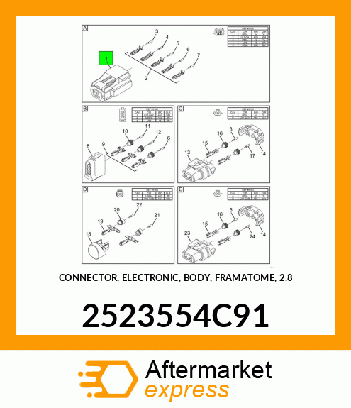 CONNECTOR, ELECTRONIC, BODY, FRAMATOME, 2.8 2523554C91