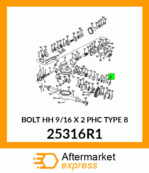 BOLT HH 9/16 X 2 PHC TYPE 8 25316R1