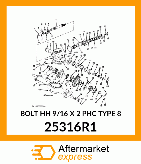 BOLT HH 9/16 X 2 PHC TYPE 8 25316R1