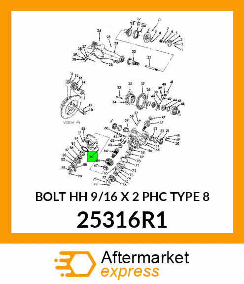 BOLT HH 9/16 X 2 PHC TYPE 8 25316R1