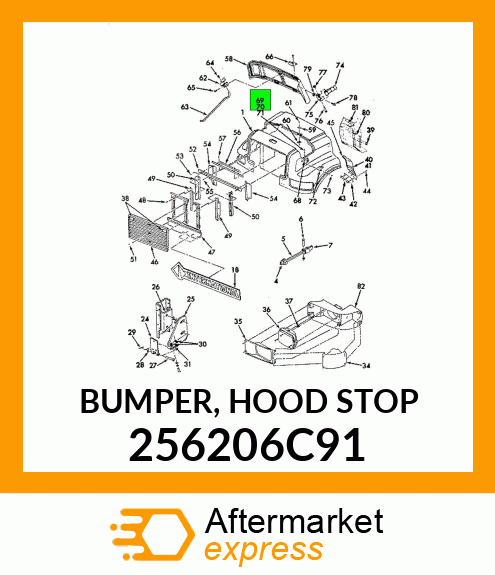 BUMPER, HOOD STOP 256206C91