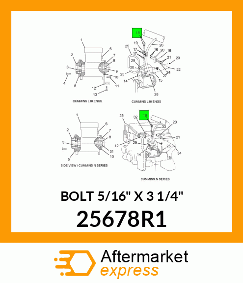 BOLT 5/16" X 3 1/4" 25678R1