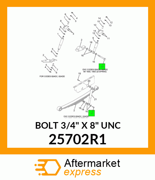 BOLT 3/4" X 8" UNC 25702R1