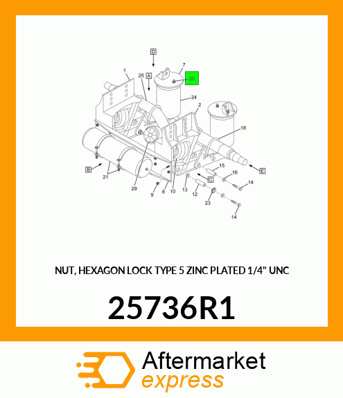 NUT, HEXAGON LOCK TYPE 5 ZINC PLATED 1/4" UNC 25736R1