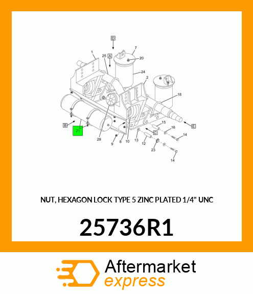 NUT, HEXAGON LOCK TYPE 5 ZINC PLATED 1/4" UNC 25736R1