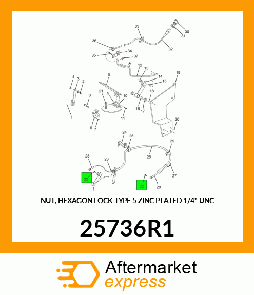 NUT, HEXAGON LOCK TYPE 5 ZINC PLATED 1/4" UNC 25736R1