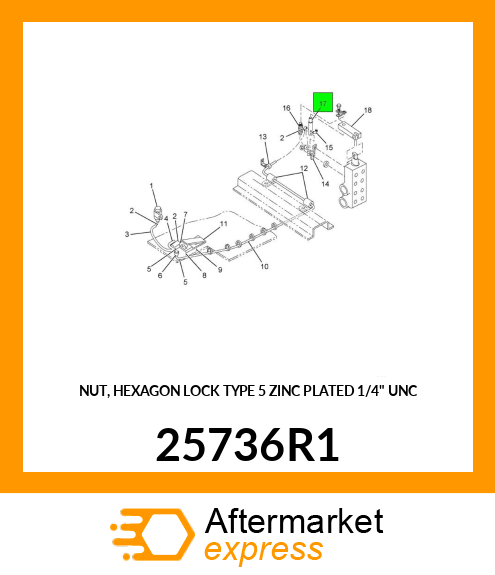 NUT, HEXAGON LOCK TYPE 5 ZINC PLATED 1/4" UNC 25736R1