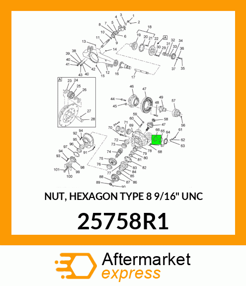 NUT, HEXAGON TYPE 8 9/16" UNC 25758R1