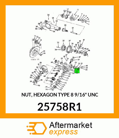 NUT, HEXAGON TYPE 8 9/16" UNC 25758R1