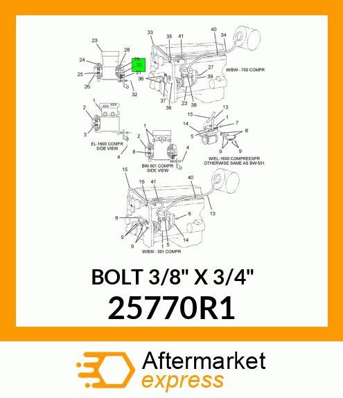 BOLT 3/8" X 3/4" 25770R1