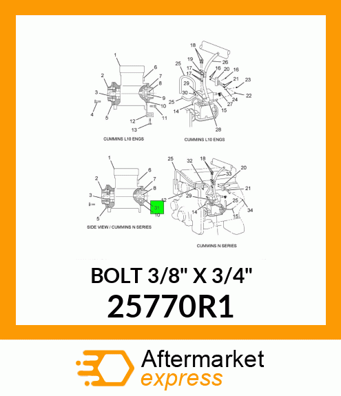 BOLT 3/8" X 3/4" 25770R1