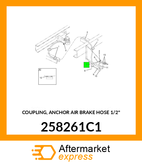 COUPLING, ANCHOR AIR BRAKE HOSE 1/2" 258261C1