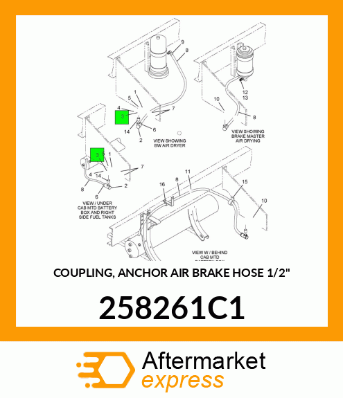 COUPLING, ANCHOR AIR BRAKE HOSE 1/2" 258261C1