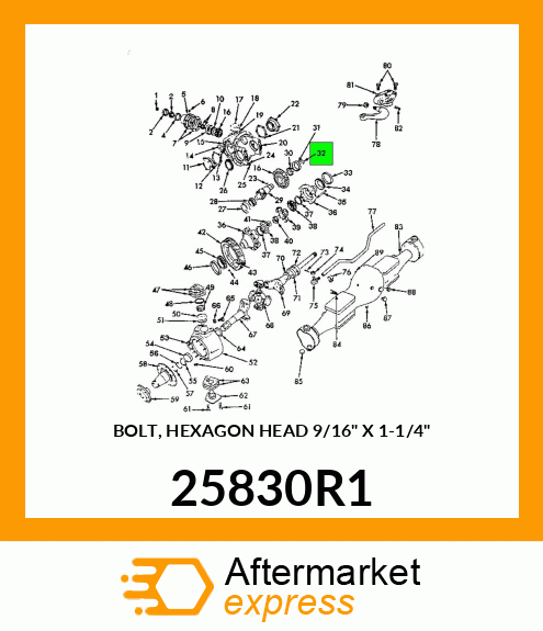 BOLT, HEXAGON HEAD 9/16" X 1-1/4" 25830R1
