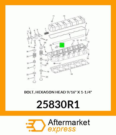 BOLT, HEXAGON HEAD 9/16" X 1-1/4" 25830R1