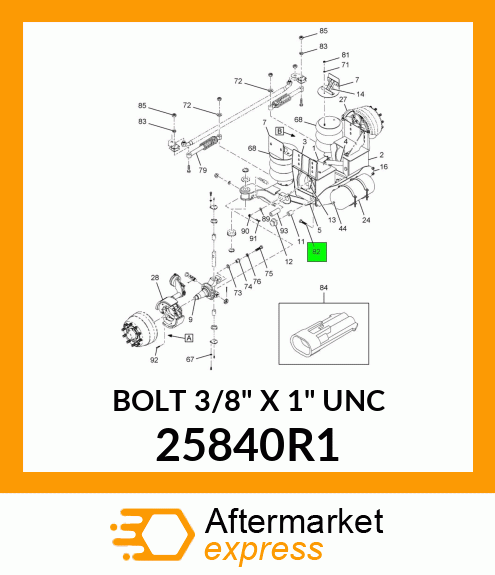 BOLT 3/8" X 1" UNC 25840R1