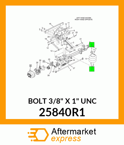 BOLT 3/8" X 1" UNC 25840R1