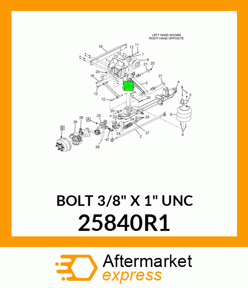 BOLT 3/8" X 1" UNC 25840R1