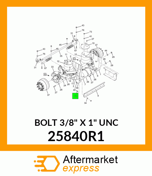 BOLT 3/8" X 1" UNC 25840R1