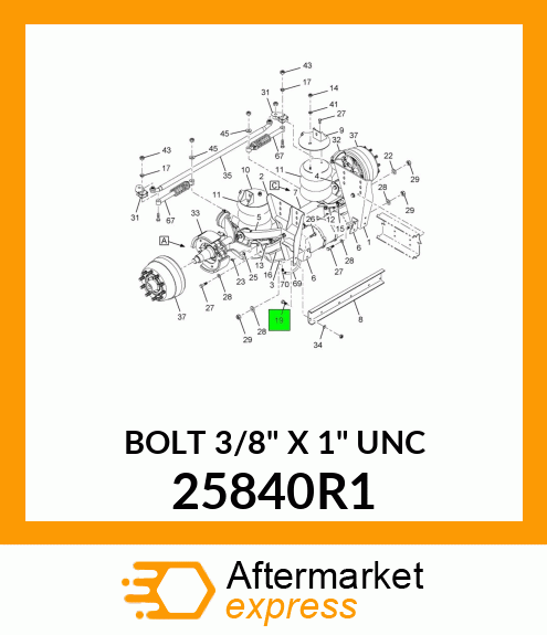 BOLT 3/8" X 1" UNC 25840R1