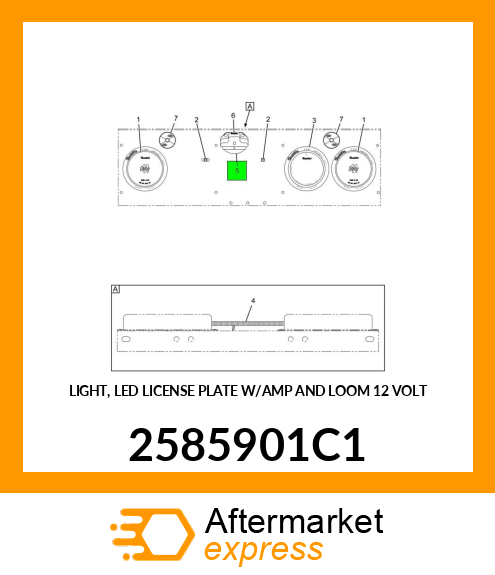 LIGHT, LED LICENSE PLATE W/AMP AND LOOM 12 VOLT 2585901C1