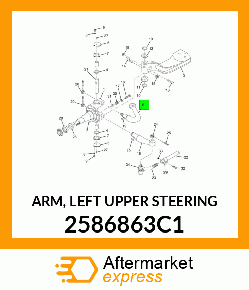 ARM, LEFT UPPER STEERING 2586863C1