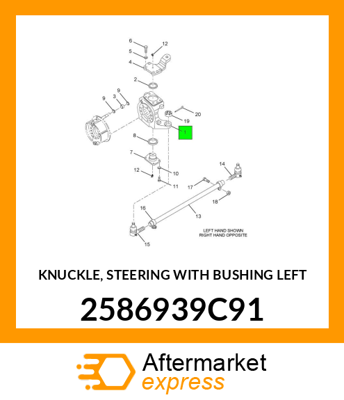 KNUCKLE, STEERING WITH BUSHING LEFT 2586939C91