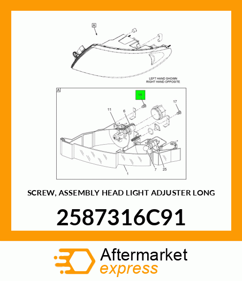 SCREW, ASSEMBLY HEAD LIGHT ADJUSTER LONG 2587316C91