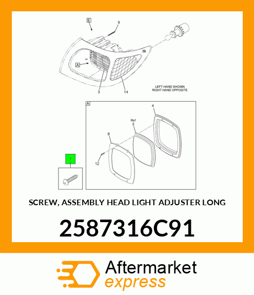 SCREW, ASSEMBLY HEAD LIGHT ADJUSTER LONG 2587316C91