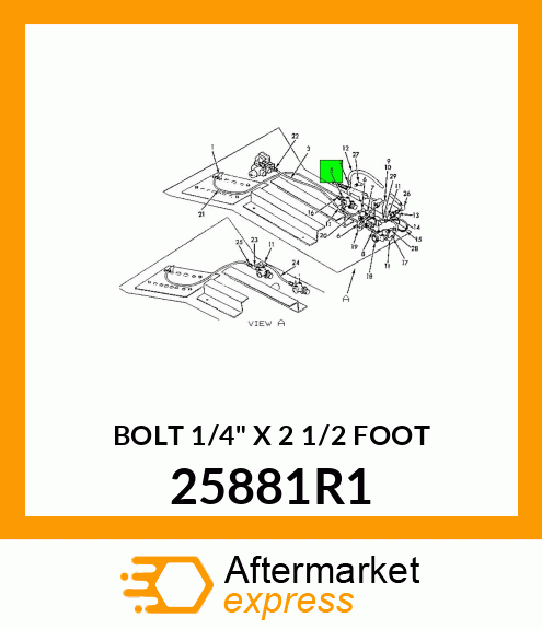 BOLT 1/4" X 2 1/2 FOOT 25881R1