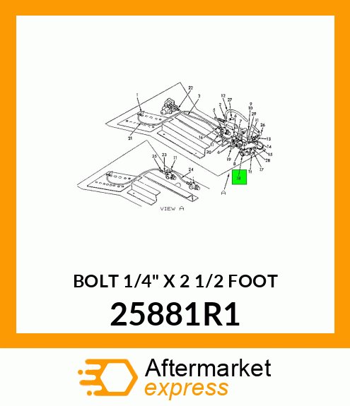 BOLT 1/4" X 2 1/2 FOOT 25881R1