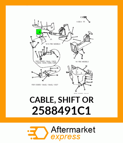 CABLE, SHIFT SELECTOR 2588491C1